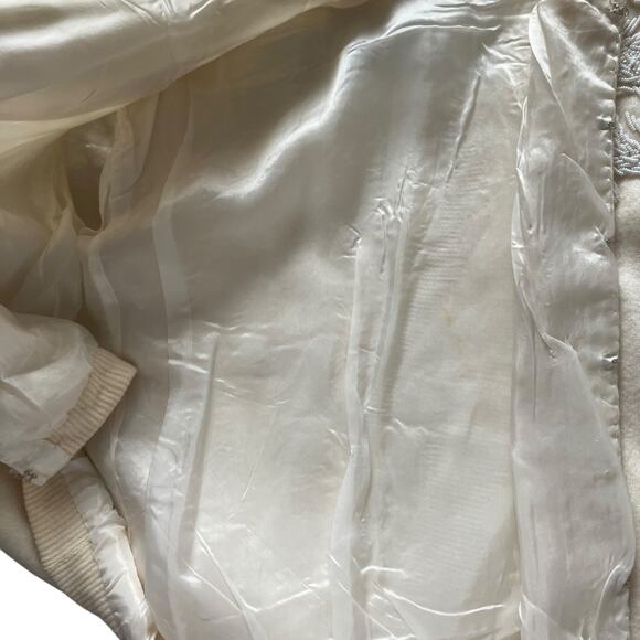 Vintage Royal Beaded Wool Angora Cardigan Cream White Made in Hong Kong 46 - Picture 10 of 10